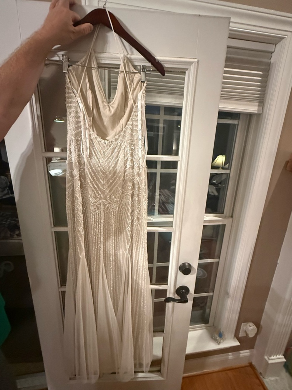 Beaded Ivory Evening Dress